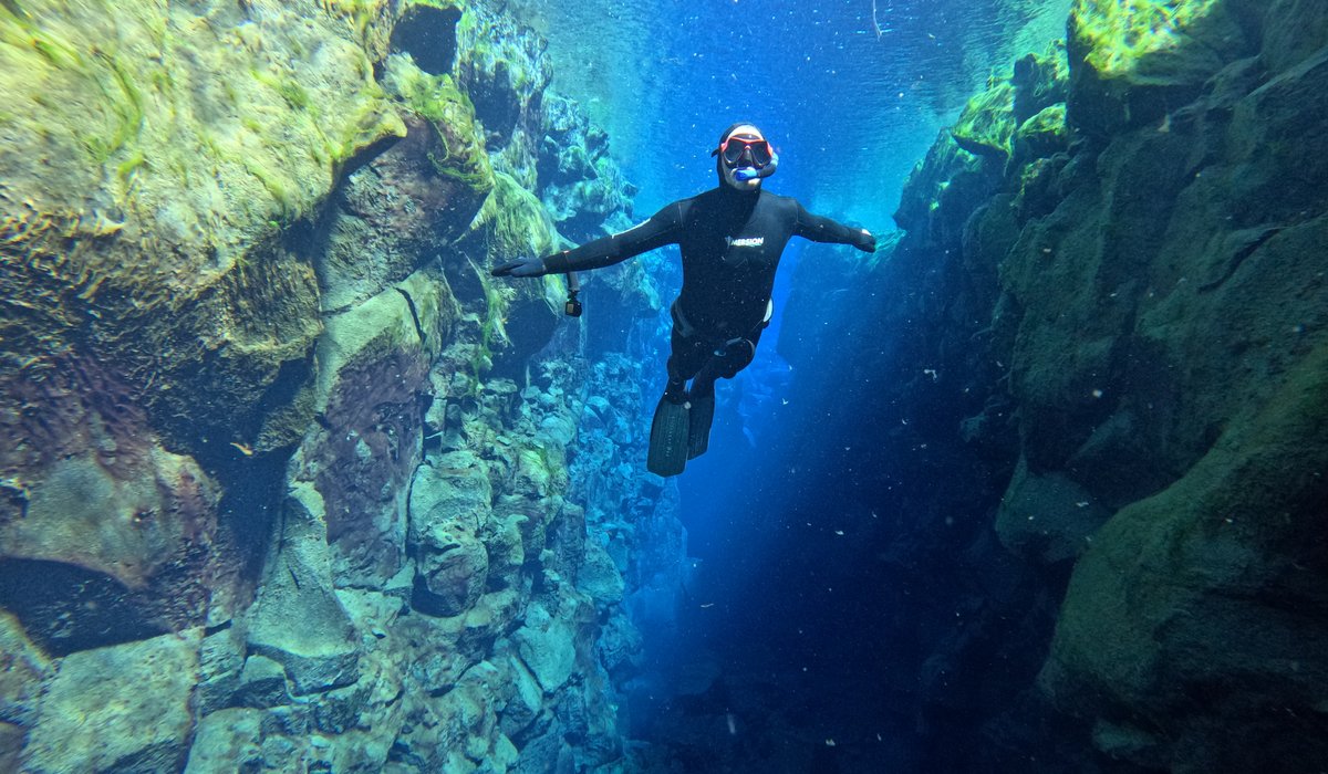 Beginner freediving in Silfra