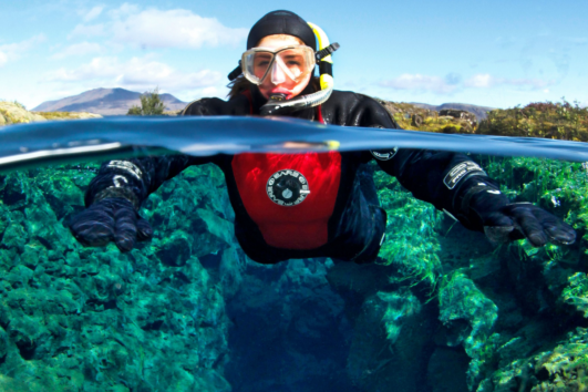 Dry suit snorkeling in silfra w pickup